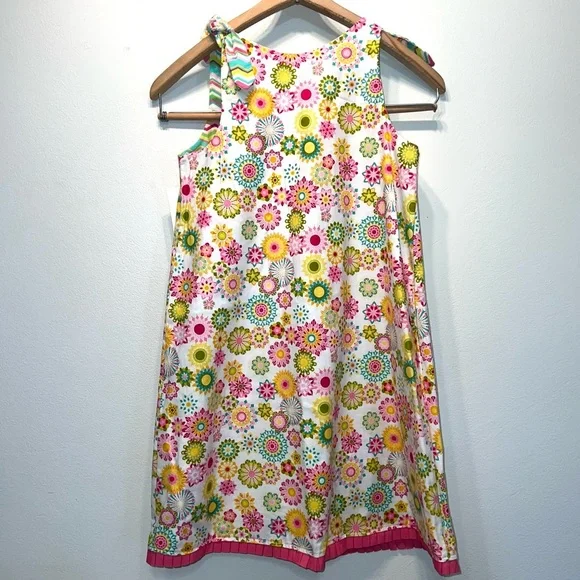 NEW Girl Handmade Floral & Stripe Cotton Reversible  Sundress Sz 8 Shoulder Ties - Picture 4 of 8